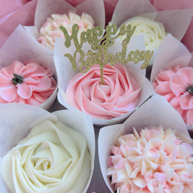 Pretty in Pink Flower Cupcake Bouquet