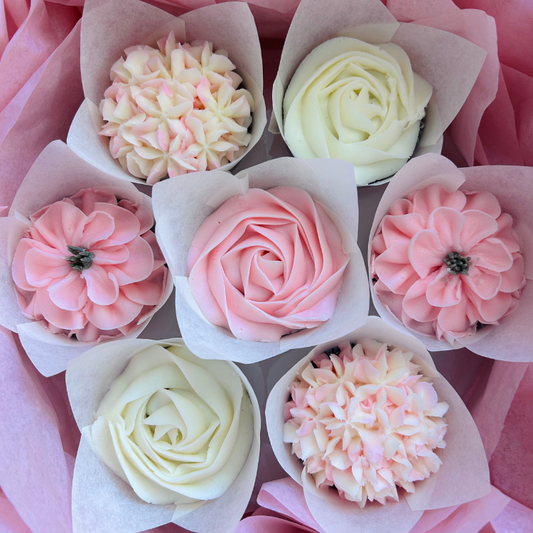 Pretty in Pink Flower Cupcake Bouquet
